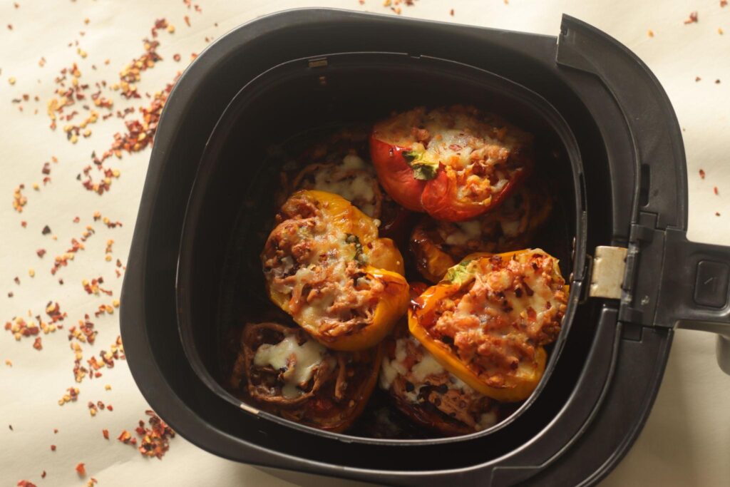 Stuffed bell peppers made with air fryer.